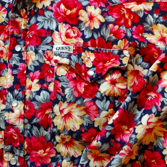 Vintage Guess Floral Corderoy Shirt - Picture 2 of 3